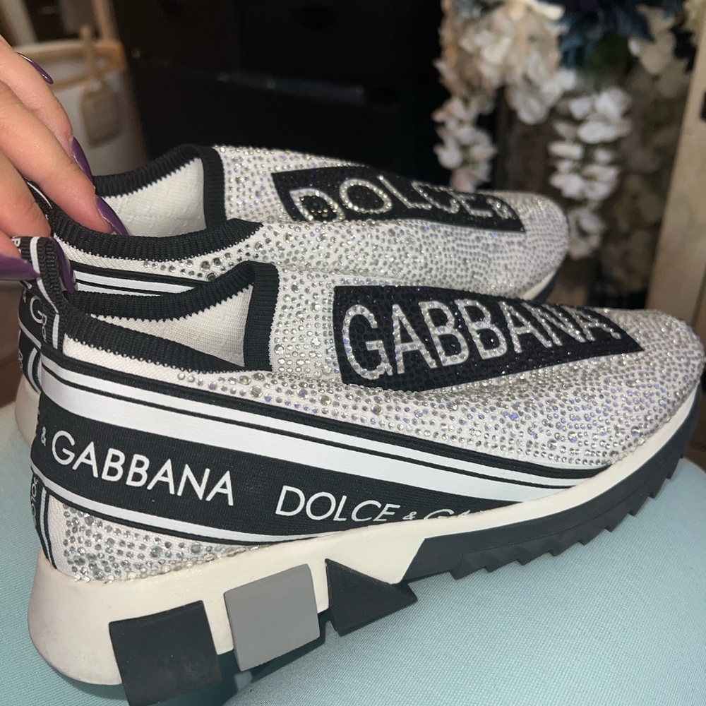 Dolce & Gabbana Women's Glittering Silver and Black Sneakers